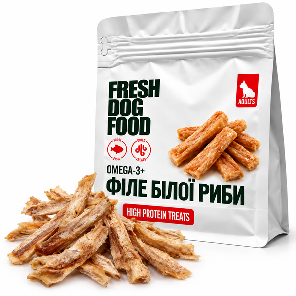 Філе білої риби сушене Fresh Dog Food 70 г &mdash; ласощі для собак SMF70 фото